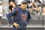  ?? DAVID BECKER AP ?? Matt Nagy denied a report on Tuesday that Thursday's game with Detroit would be his last coaching the Bears.