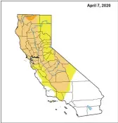  ?? U.S. DROUGHT MONITOR ?? California drought conditions on April 7, 2020.