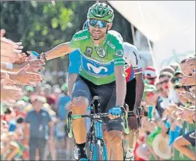  ?? FOTO: EFE ?? El ciclista murciano aclamado por la afición en la pasada edición de la Vuelta