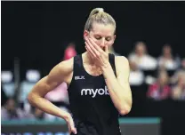  ?? PHOTO: GETTY IMAGES ?? The pain of defeat . . . Dejected Silver Ferns defender Katrina Grant reacts after losing the final of the Taini Jamison Trophy series to Jamaica in Auckland on Saturday.