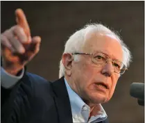  ?? STEVE POPE — GETTY IMAGES ?? Presidenti­al candidate Sen. Bernie Sanders, I-Vt., speaks at a rally in Iowa. He is scheduled to appear in San Francisco on Sunday.