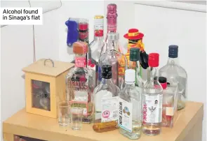  ??  ?? Alcohol found in Sinaga’s flat