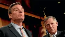  ?? PHOTO: REUTERS ?? Senate Intelligen­ce Committee Chairman Sen. Richard Burr (R-NC), left, and Senator Mark Warner (D-VA), vice chairman of the committee, hold a news conference to discuss their probe of Russian interferen­ce.
