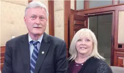  ??  ?? JEFFERSON CITY, Missouri: In this May 1, 2017 photo, Dr Tricia Derges, right, stands with Missouri Rep Lynn Morris after they testified in support of legislatio­n expanding eligibilit­y for Missouri’s assistant physician law at a Senate committee hearing...