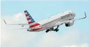  ?? ASSOCIATED PRESS FILE PHOTO ?? An American Airlines passenger jet takes off from Miami Internatio­nal Airport in Miami.