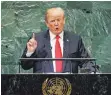  ?? FOTO: AFP ?? US-Präsident Donald Trump hält eine Lobeshymne auf die USA.