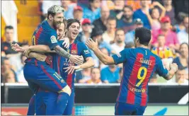  ?? FOTO: PERE PUNTÍ ?? El Barça completó una semana fantástica ante City y Valencia