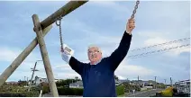  ?? JOHN HAWKINS/FAIRFAX NZ ?? Riverton Aparima community board chairman Blair Stewart is disappoint­ed a swing seat at the Taramea Bay playground was stolen.