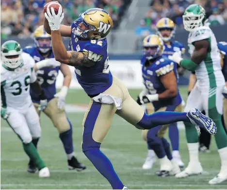  ?? KEVIN KING/FILES ?? Blue Bombers receiver Drew Wolitarsky has had a bit of a breakout this season after catching one pass in five games in 2017.