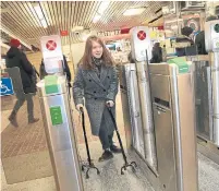  ?? RENÉJ OHNSTON TORONTO STAR ?? Jessica Geboers, who uses two canes to walk, says the TTC is trying, but she rates it a six out of 10 in terms of accessibil­ity.