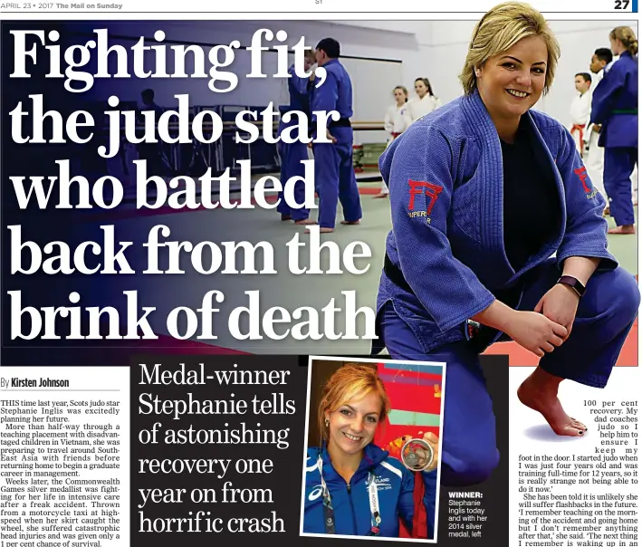  ??  ?? WINNER: Stephanie Inglis today and with her 2014 silver medal, left