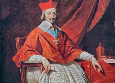  ??  ?? Le cardinal de Richelieu (1636), ministre principal de Louis XIII. Ce portrait, signé Philippe de Champaigne, est accroché au musée Condé de Chantilly (Oise).