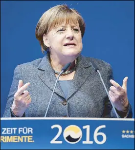  ?? AFP ?? German Chancellor Angela Merkel is fighting for a deal that will see refugees more evenly spread around the European Union after Germany welcomed 1.1 million migrants last year.