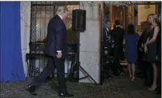  ?? AP PHOTO/ALEX BRANDON ?? President Donald Trump walks from the podium after speaking at Mar-a-Lago in Palm Beach, Fla., Thursday after the U.S. fired a barrage of cruise missiles into Syria Thursday night in retaliatio­n for this week’s gruesome chemical weapons attack against...