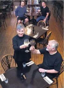  ?? PHOTO: PETER MCINTOSH ?? Happy to be back . . . Ready to open after weeks of lockdown are Etrusco owners (clockwise from front left) Meegan, Zane, Rion and Federico Gianone.