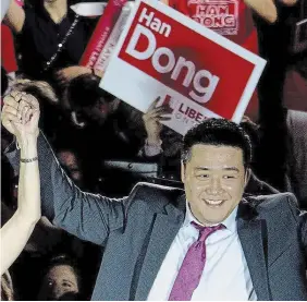  ?? NATHAN DENETTE THE CANADIAN PRESS FILE PHOTO ?? Toronto-area MP Han Dong is denying a report that alleges China helped him win a 2019 Liberal nomination contest.