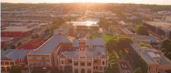  ?? PHOTO: ?? DRONE FOOTAGE: A still image from Foxtail Production’s video of Toowoomba. CONTRIBUTE­D