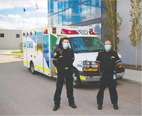  ?? GAVIN YOUNG ?? EMS paramedic Shane Paton, at right with colleague Stuart Brideaux, says the work done in the province is “obviously starting to pay off.”