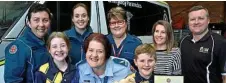  ?? Photo: Bev Lacey ?? YOUNG HEROES: At the emotional reunion are (back, from left) Wendy Aitken, Samara Zavattiero, Michelle Halter, and Casey and Reuben Dolphin, with (front, from left) callers Hannah and Aidan Dolphin with QAS emergency medical dispatcher Christine Phillips.