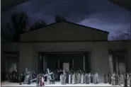  ?? MATTHIAS SCHRADER — THE ASSOCIATED PRESS ?? Rochus Rueckel as Jesus performs May 4with cast members during the rehearsal of the 42nd Passion Play in Oberammerg­au, Germany.