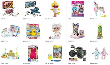  ?? AMAZON.COM/BLOOMBERG ?? Some of the top 100 toys from the Amazon holiday toy list.