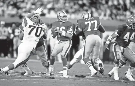  ?? USA TODAY SPORTS ?? 49ers quarterbac­k Joe Montana gets ready to pass against the Bengals in Super Bowl XXIII. The 49ers won 20-16.