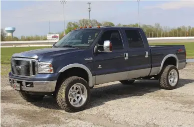  ??  ??  Though it may look like just another truck on the jobsite, Romans’ fire-breathing Fummins is easily sending 1,250 rwhp to the pavement according to the folks at Fleece. Even though horsepower beyond 1,000 rwhp proved unattainab­le on the chassis dyno due to too much tire spin, the truck’s rolling four-wheeldrive burnouts sure make its 1,200+ power figure believable. How many 8,000-pound trucks do you know of that can blow off all four tires between 30 and 65 mph?