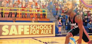  ?? COURTESY/NBA 2K PLAYGROUND­S 2 ?? A screen grab from the NBA 2K Playground­s 2 video game that honors the memory of Alex Schachter.