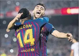  ?? FOTO: GETTY ?? Munir El Haddadi celebra un gol con Malcom en Copa del Rey