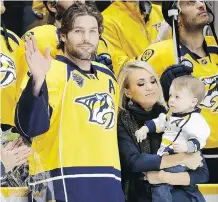  ?? MARK HUMPHREY/THE ASSOCIATED PRESS ?? Predators captain Mike Fisher announced his retirement Thursday to spend more time with his wife, Carrie Underwood, and their son, Isaiah. Fisher was drafted by Ottawa in 1998.