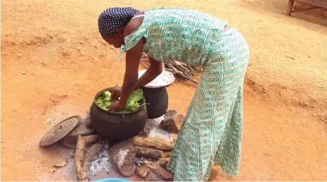  ??  ?? A woman cooking herbs Continued from page 14