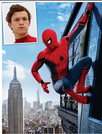  ??  ?? British superhero: Tom Holland as Spider-Man. Inset: Without the mask Spider-Man: Homecoming (12A)