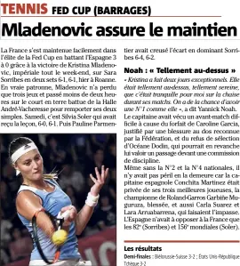  ?? Kristina Mladenovic n’a perdu que trois jeux en deux jours. (Photo AFP) ?? Les résultats