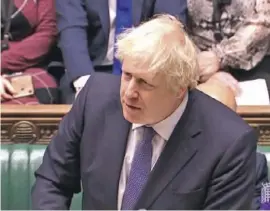  ??  ?? Boris Johnson in the House of Commons