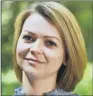  ??  ?? YULIA SKRIPAL: She has spoken of her shock at being poisoned by a nerve agent.