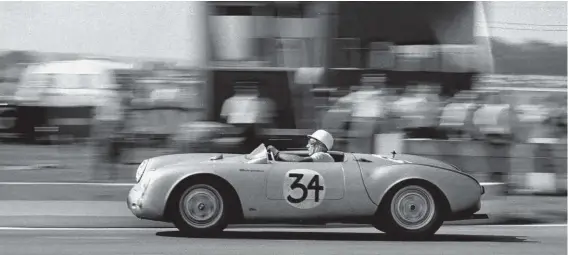  ??  ?? Above: Stirling Moss looking typically relaxed at speed in the 550 Spyder he shared with Huschke von Hanstein in the 1955 Nine Hour (Keith Duerden Collection)