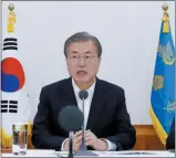  ?? BAE JAE-MAN — YONHAP VIA AP ?? South Korean President Moon Jae-in criticized Japanese officials who questioned Seoul’s sanctions against North Korea while justifying Tokyo’s move to strengthen controls on hightech exports to South Korea.