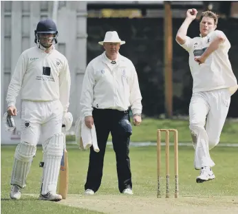  ??  ?? Whitburn bowler Matthew Muchall has made a big impact since signing from South Shields.