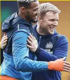  ?? ?? POSITIVE Joelinton with boss Eddie Howe