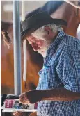  ??  ?? FORM GUIDE: Racehorse owner Bob Watson studies the form at Cannon Park on Saturday.