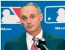  ??  ?? ↑ Rob Manfred tomaría la decisión la próxima semana en caso de que no se alcance un acuerdo entre jugadores y dueños de equipos.