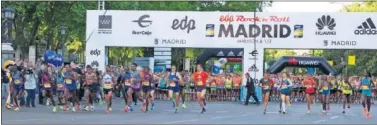  ??  ?? LA SALIDA. Una imagen de los primeros metros en la carrera del año pasado por las calles de Madrid.