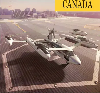  ?? UBER / THE CANADIAN PRESS ?? Vertical takeoff and landing craft (VTOLS), like this model from Uber, could be up and running in urban areas by the mid-2020s, according to reports and the dozen or so companies striving to build the first generation of flying cars.