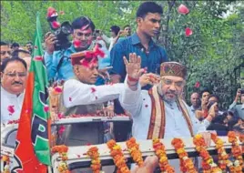  ?? SHYAM SHARMA/HT ?? Bharatiya Janata Party national president Amit Shah during his visit to Palampur on Wednesday.