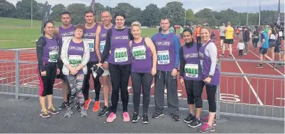  ??  ?? Staff and members from Anytime Fitness Macclesfie­ld took part in a 5k run in support of Cheshire East Hospice, Just Drop In and Rossendale Trust