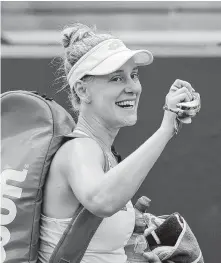  ?? Ben Curtis / Associated Press ?? Alison Riske of the United States is all smiles after beating No. 1 Ashleigh Barty of Australia. Next up for Riske is Serena Williams.