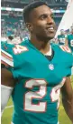  ?? WILFREDO LEE/AP ?? Miami Dolphins cornerback Byron Jones walks off the field after a game against the New England Patriots in 2022 in Miami Gardens, Fla.