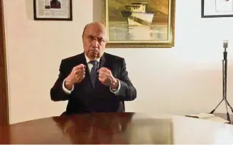  ?? ASSESSORIA HENRIQUE MEIRELLES ?? Apelo. Meirelles, em vídeo enviado a pastores da Assembleia de Deus em Madureira, no Rio