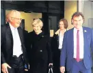  ??  ?? > Theresa May with Swansea University Vice-Chancellor Richard Davies and Professor Marc Clement