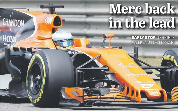 ??  ?? FRUSTRATIO­N. Fernando Alonso drives well and McLaren have a great chassis, but Honda’s pathetic powerplant­s torpedo any aspiration­s of scoring championsh­ip points.